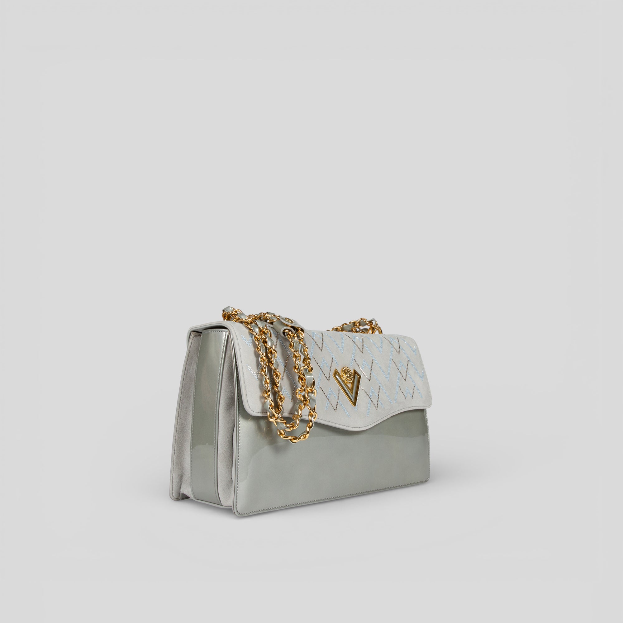 Borsa a spalla VERY in vernice grigio
