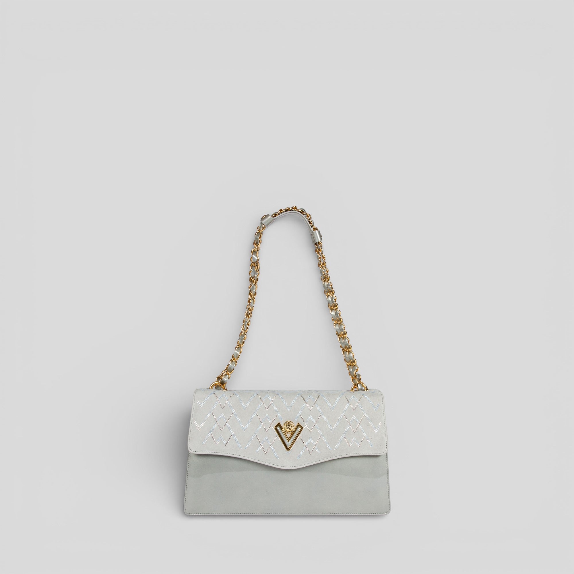Borsa a spalla VERY in vernice grigio