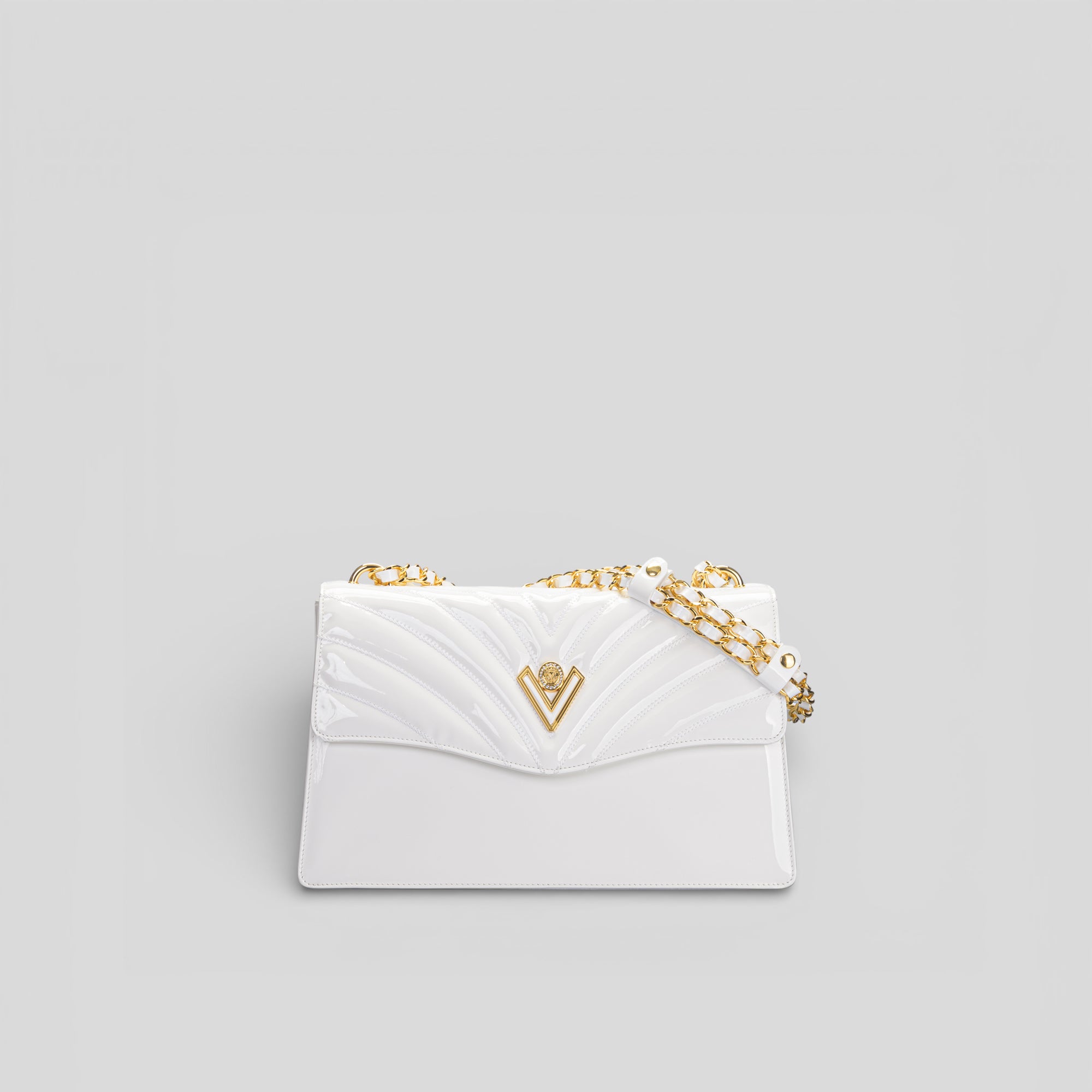 Borsa a spalla LEA in vernice bianco