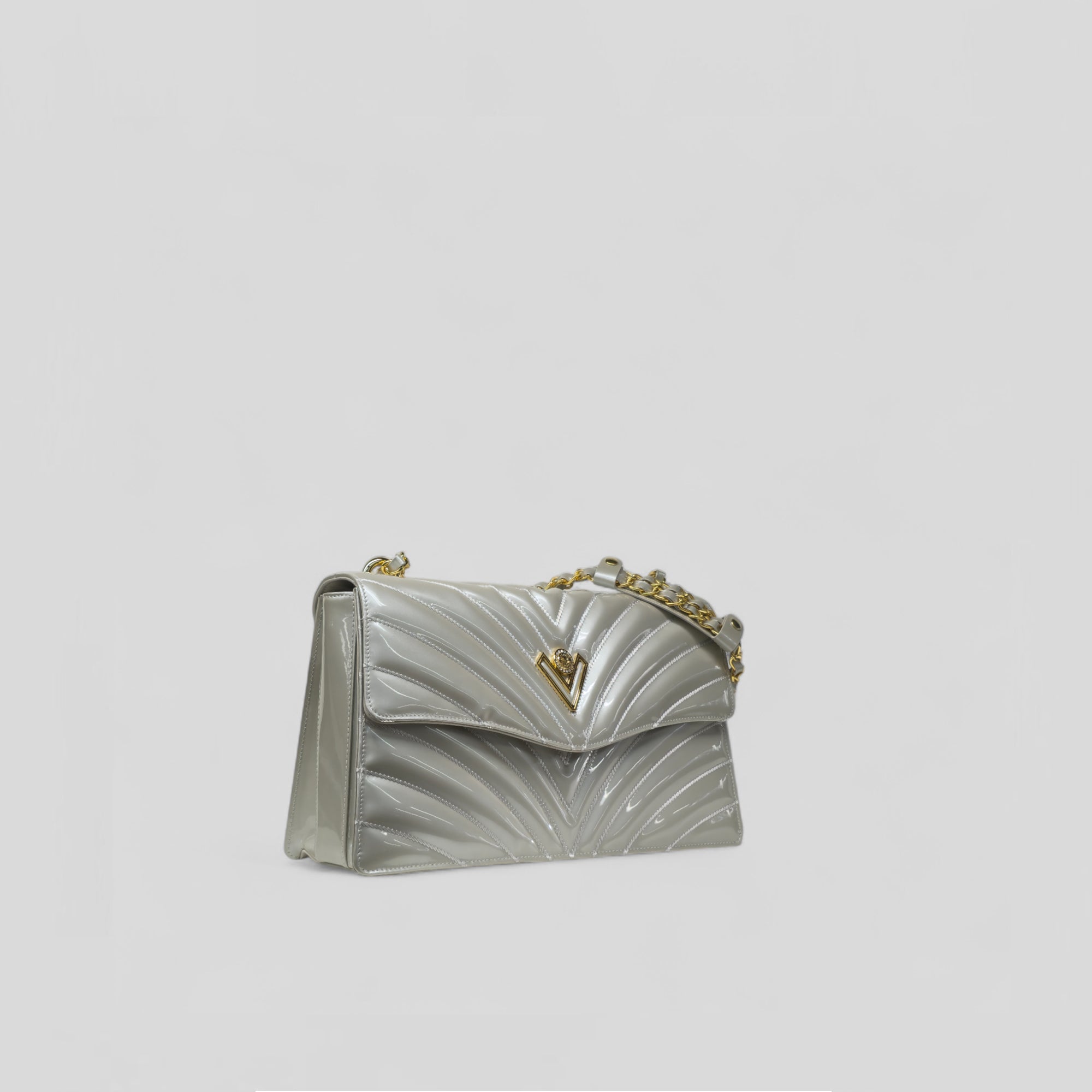 Borsa a spalla LEA in vernice grigio