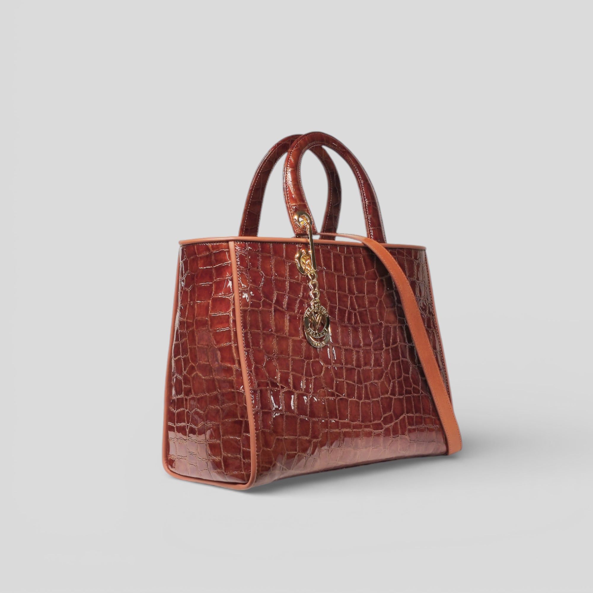 Borsa a mano RODI in vernice stampa cocco arancione