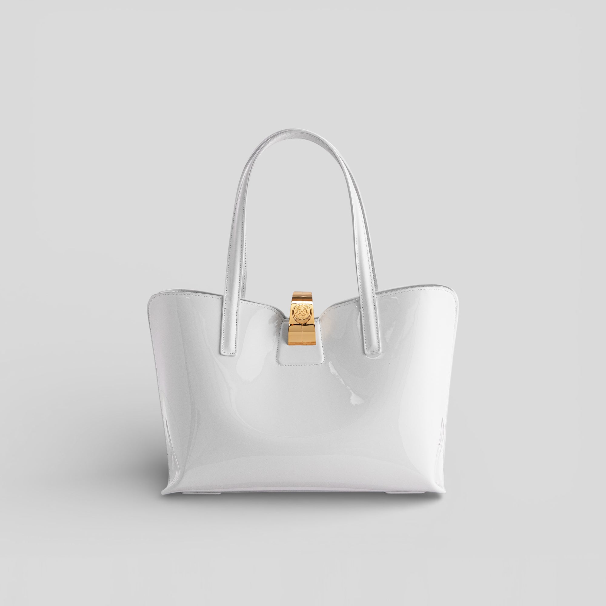 Borsa shopping SIMPLY in vernice bianco