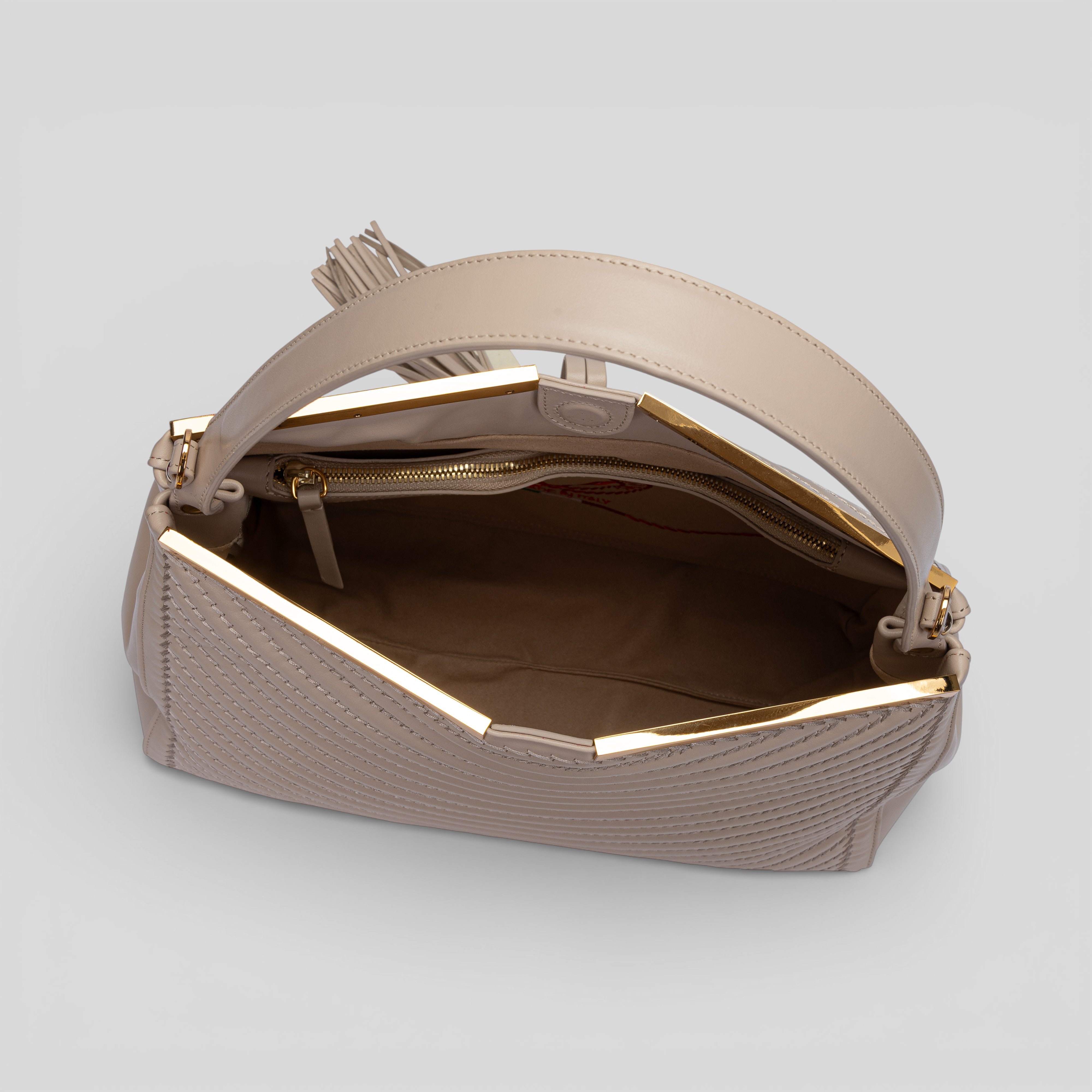 Borsa a mano RAGGI in vitello beige