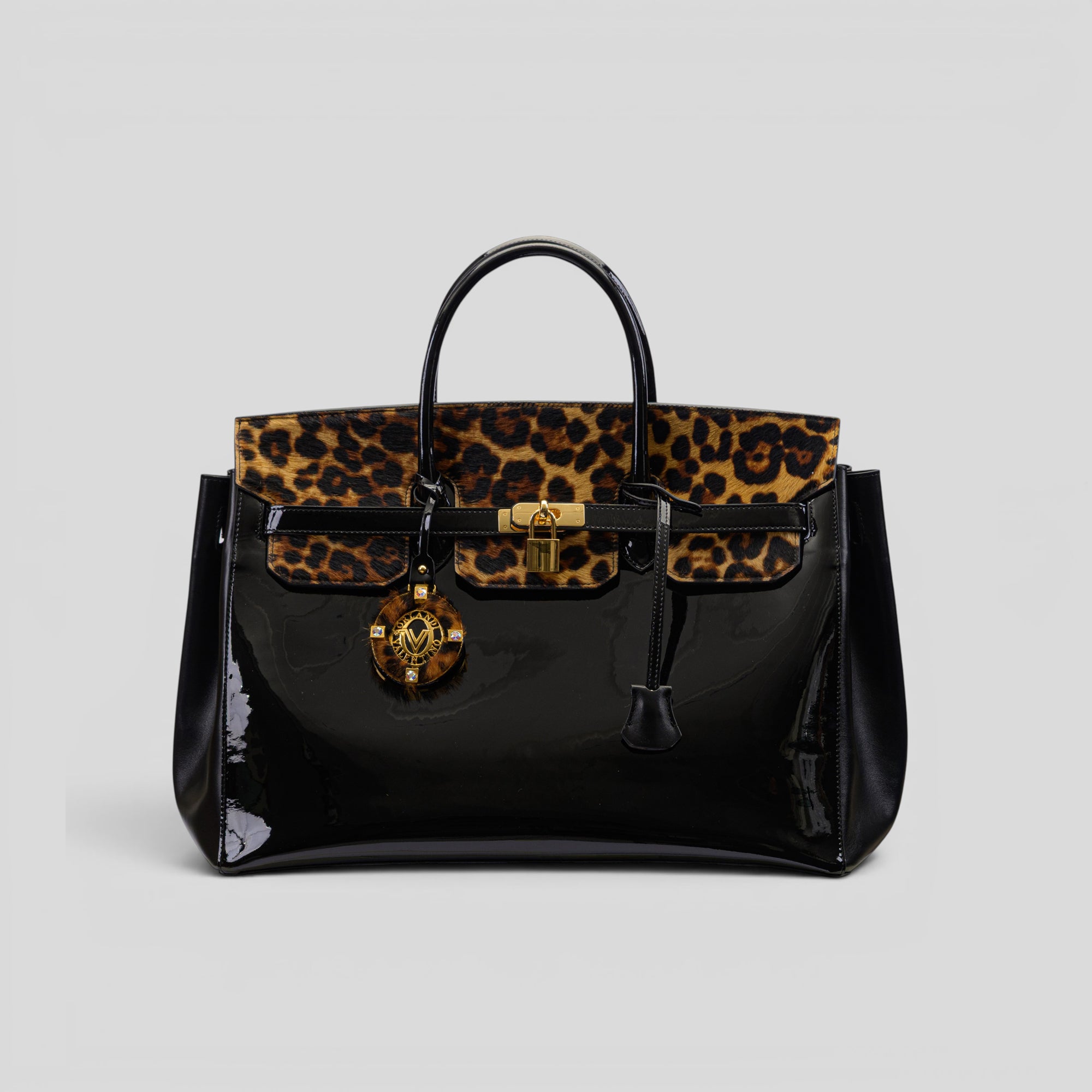 Borsa tote ELODY in cavallino maculato e vernice nera