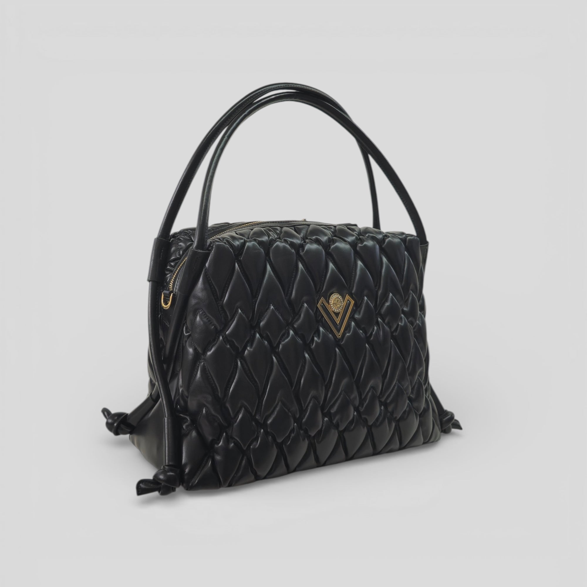 Borsa a mano grande LIA in vitello nero