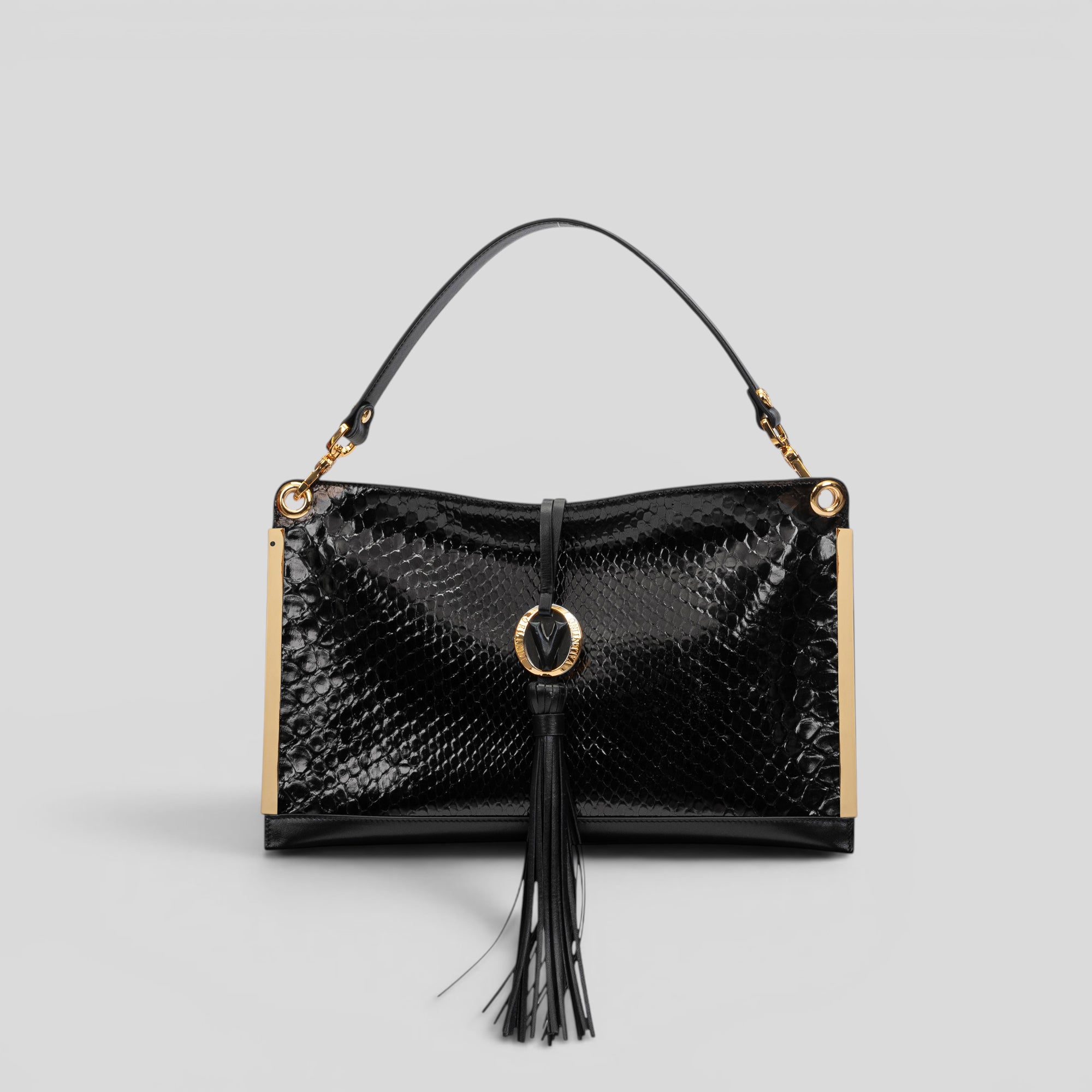 Borsa a mano ESSENZA in pitone nero