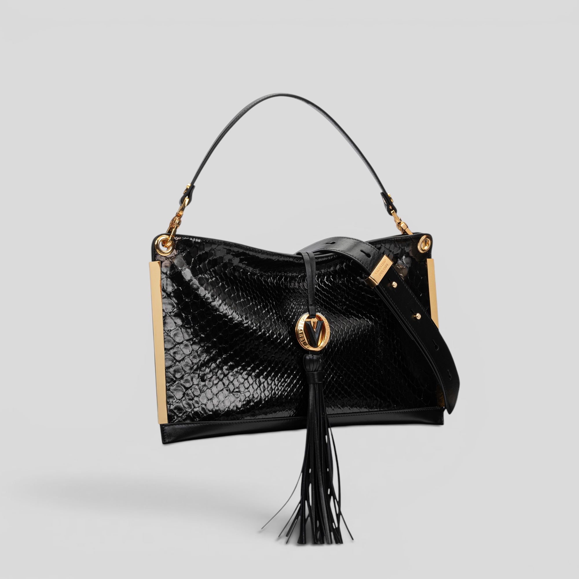 Borsa a mano ESSENZA in pitone nero