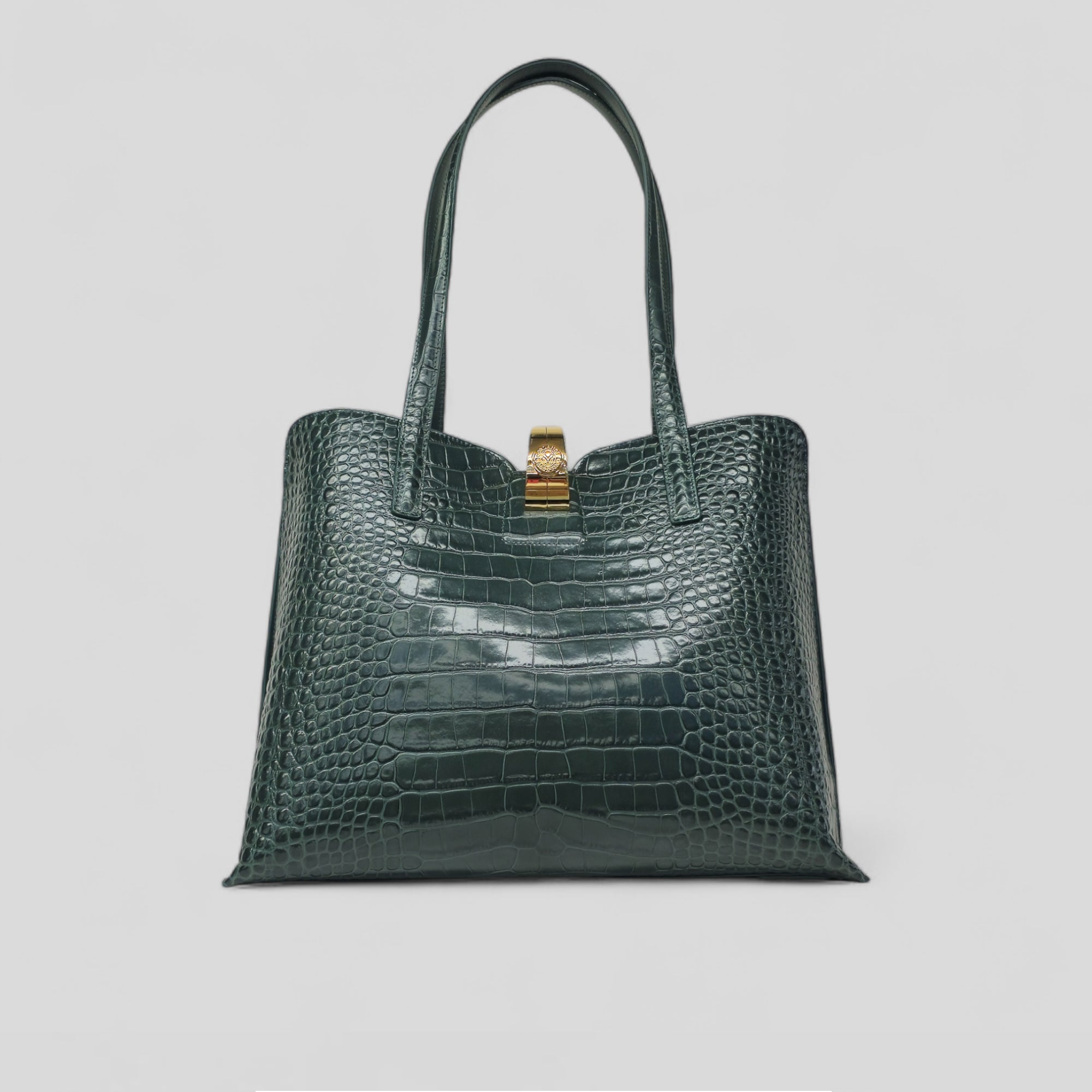Borsa shopping SPANK in cocco stampato verde