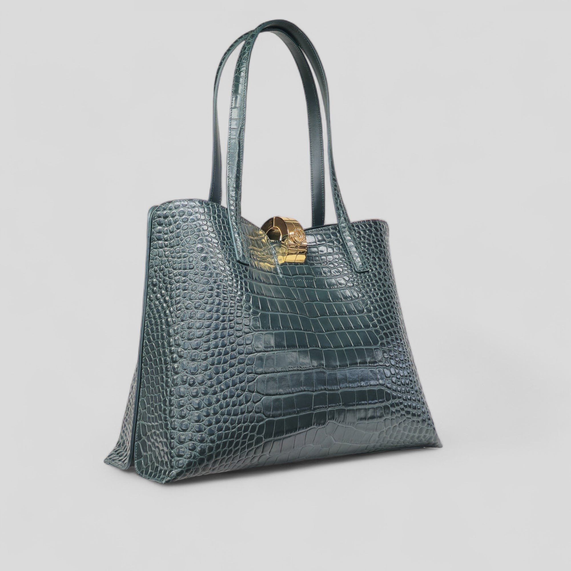 Borsa shopping SPANK in cocco stampato verde