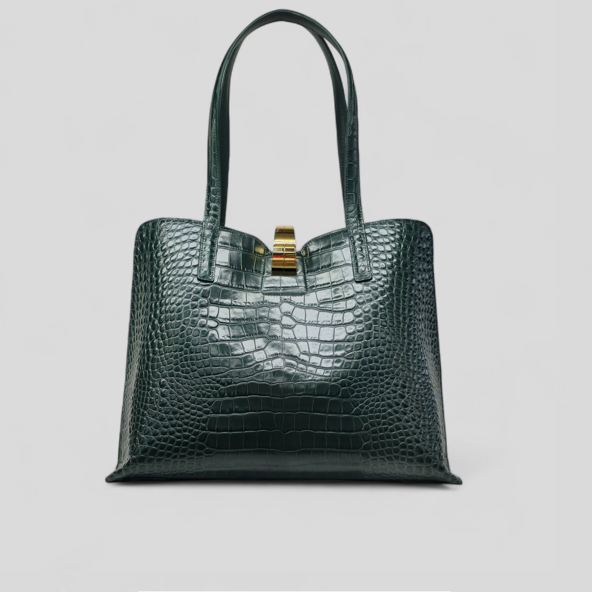 Borsa shopping SPANK in cocco stampato verde
