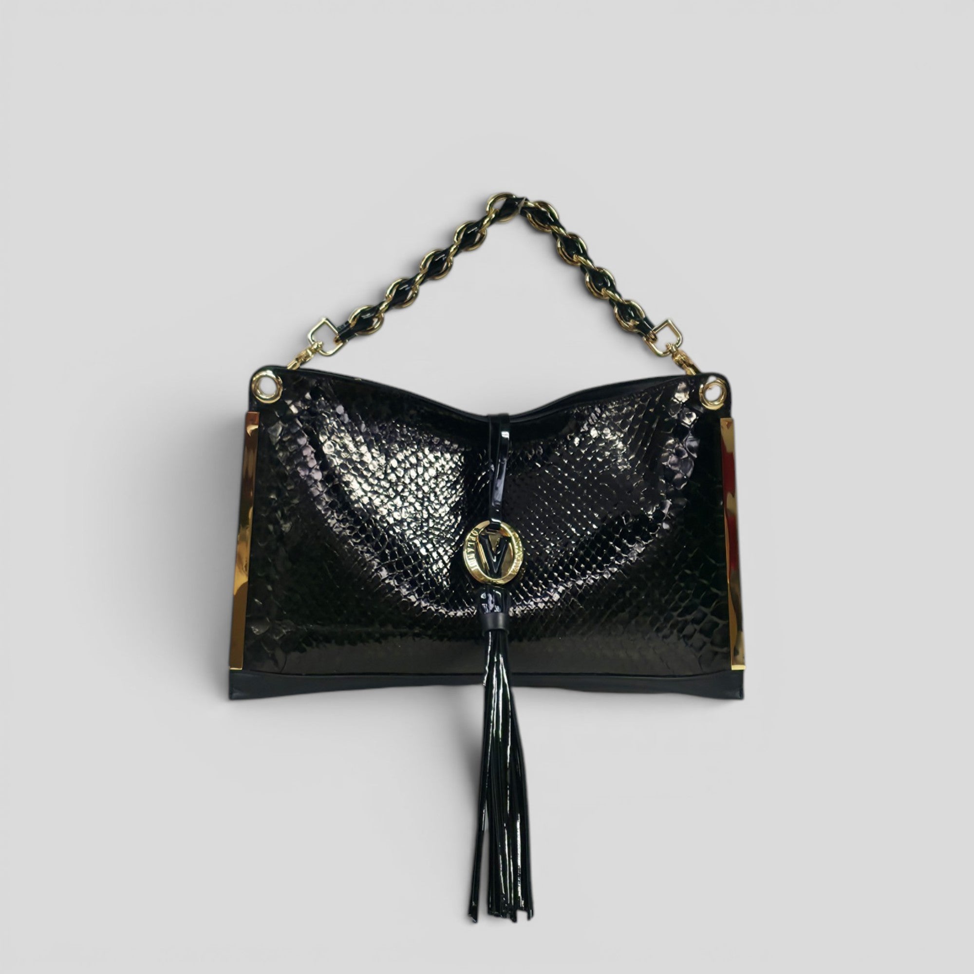Borsa a mano ESSENZA in pitone nero