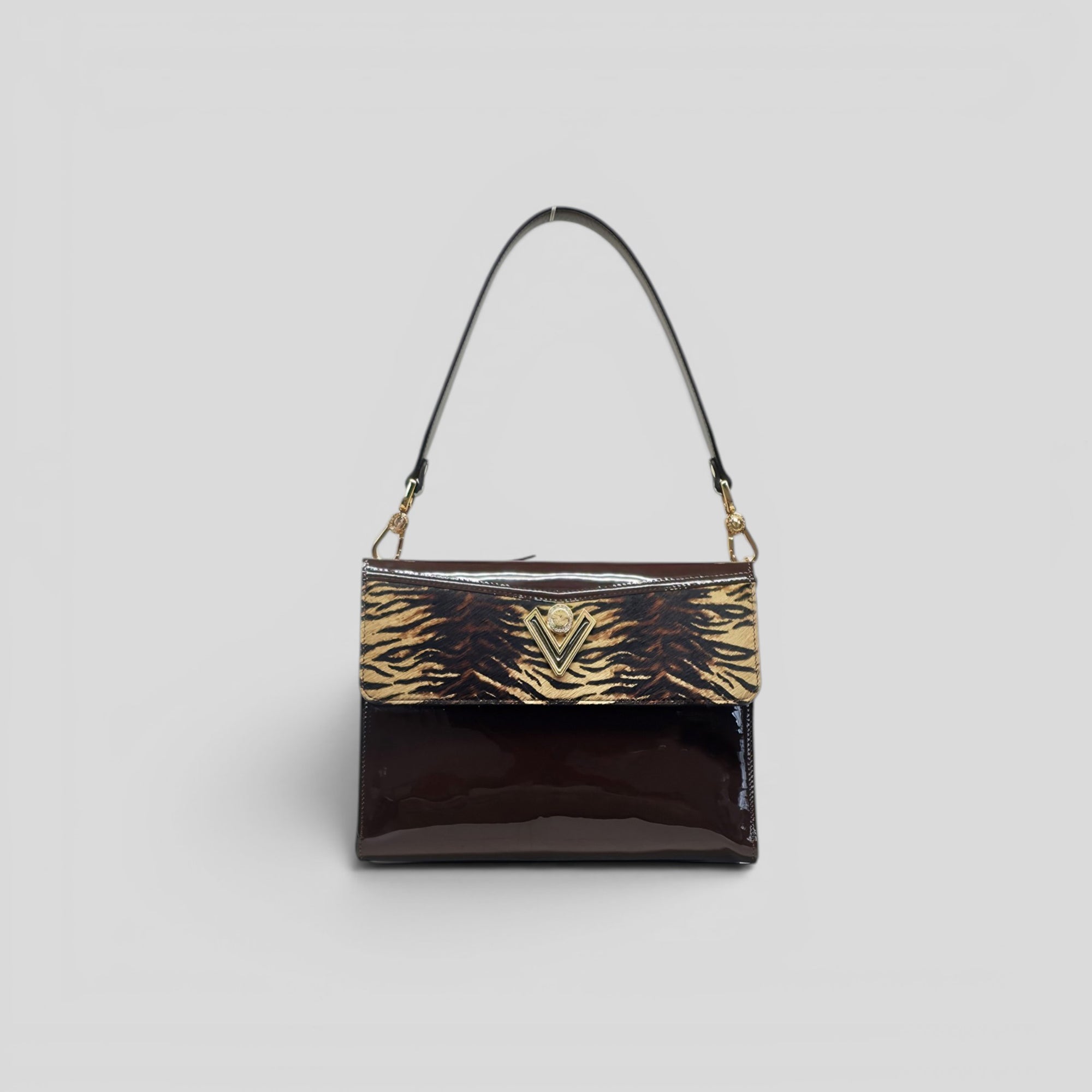 Borsa a spalla ZEB in vernice marrone