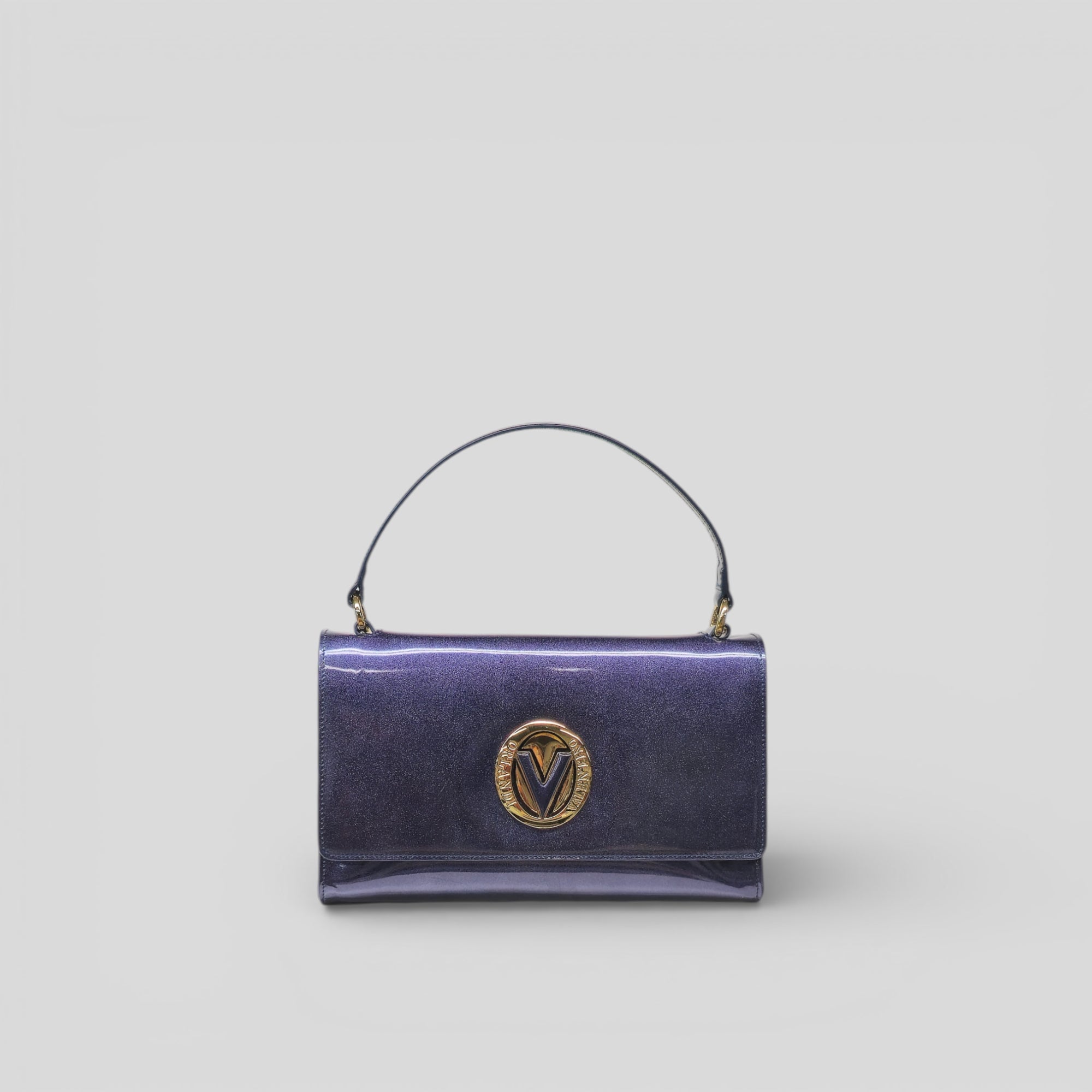 Borsa a mano DUSHON in vernice grease blu oceano