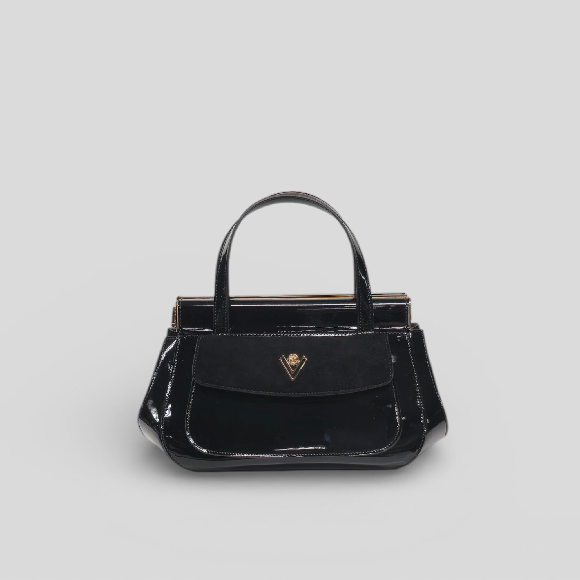 Borsa a mano KATIA in vernice e camoscio nero