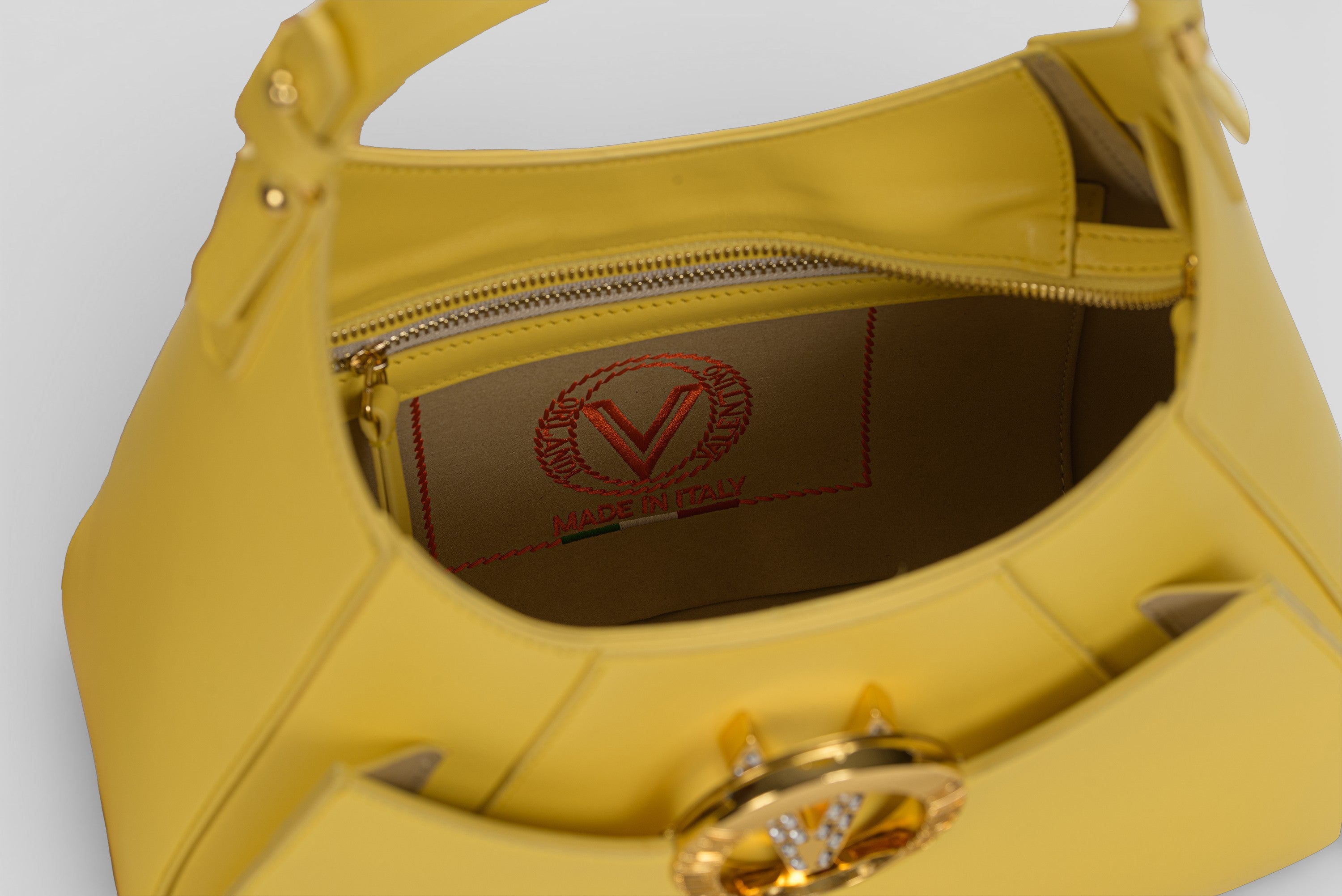 Borsa a spalla SHELBY in vitello giallo