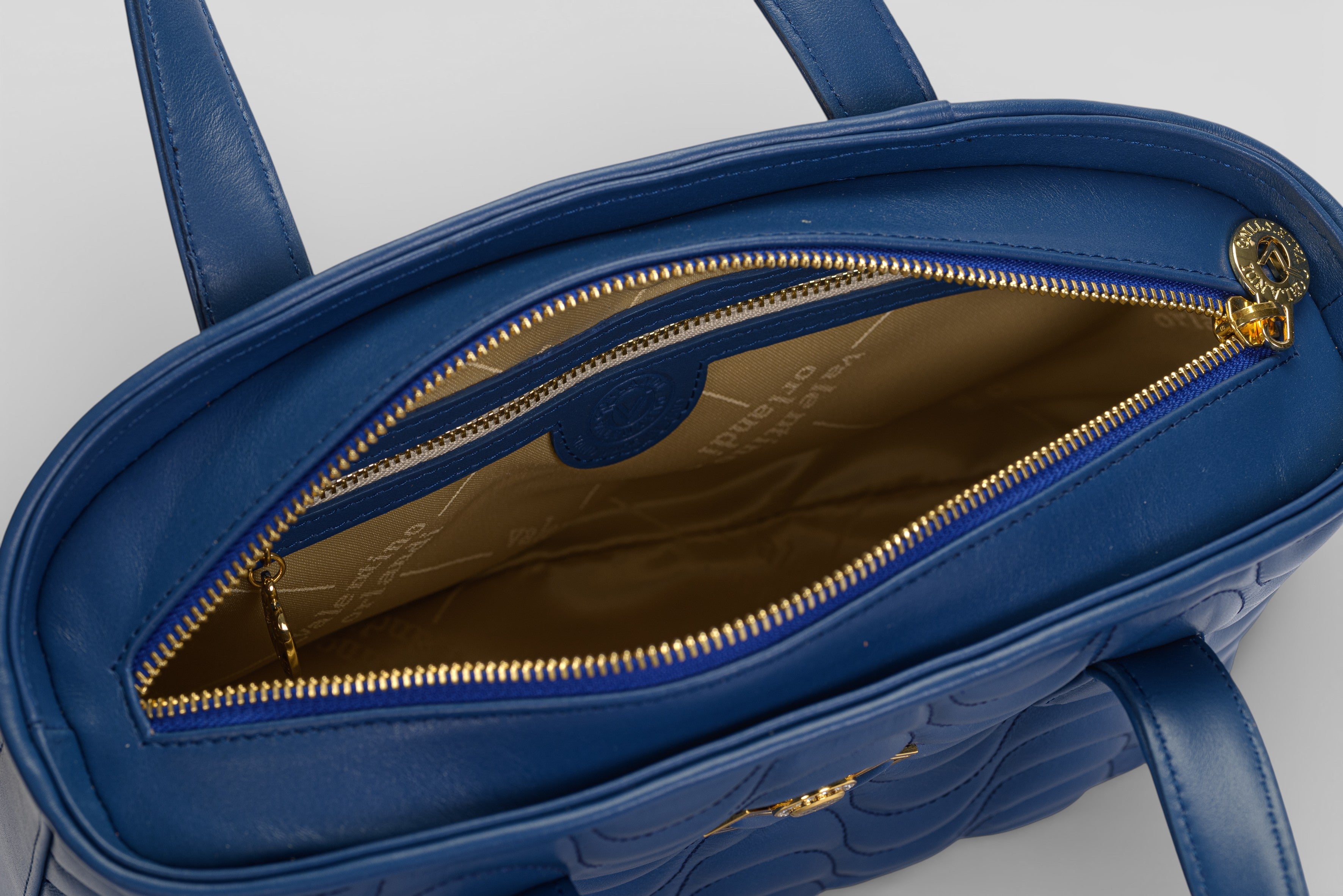 Borsa a mano ONDA in vitello blu