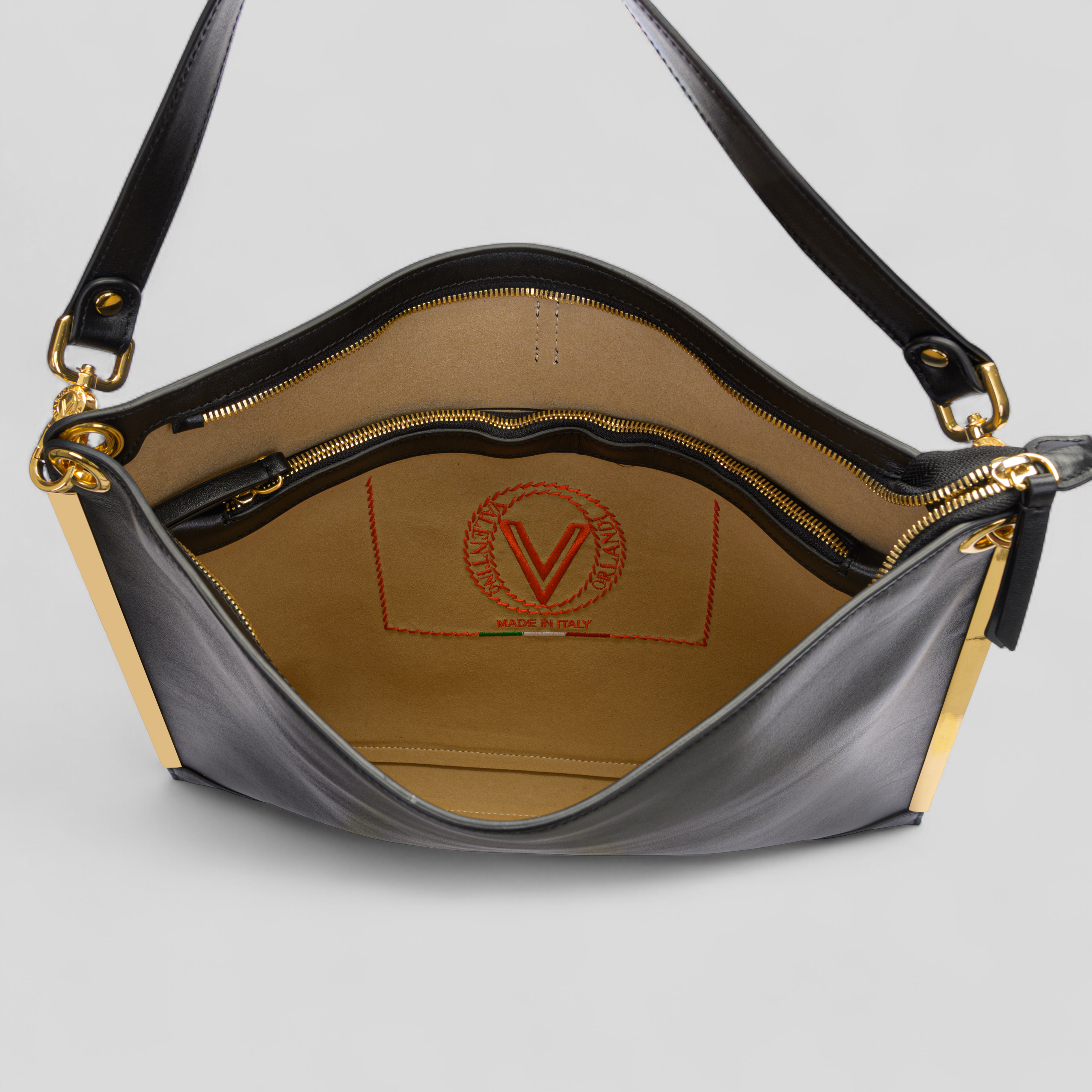 Borsa a spalla CRISTY in vitello nero