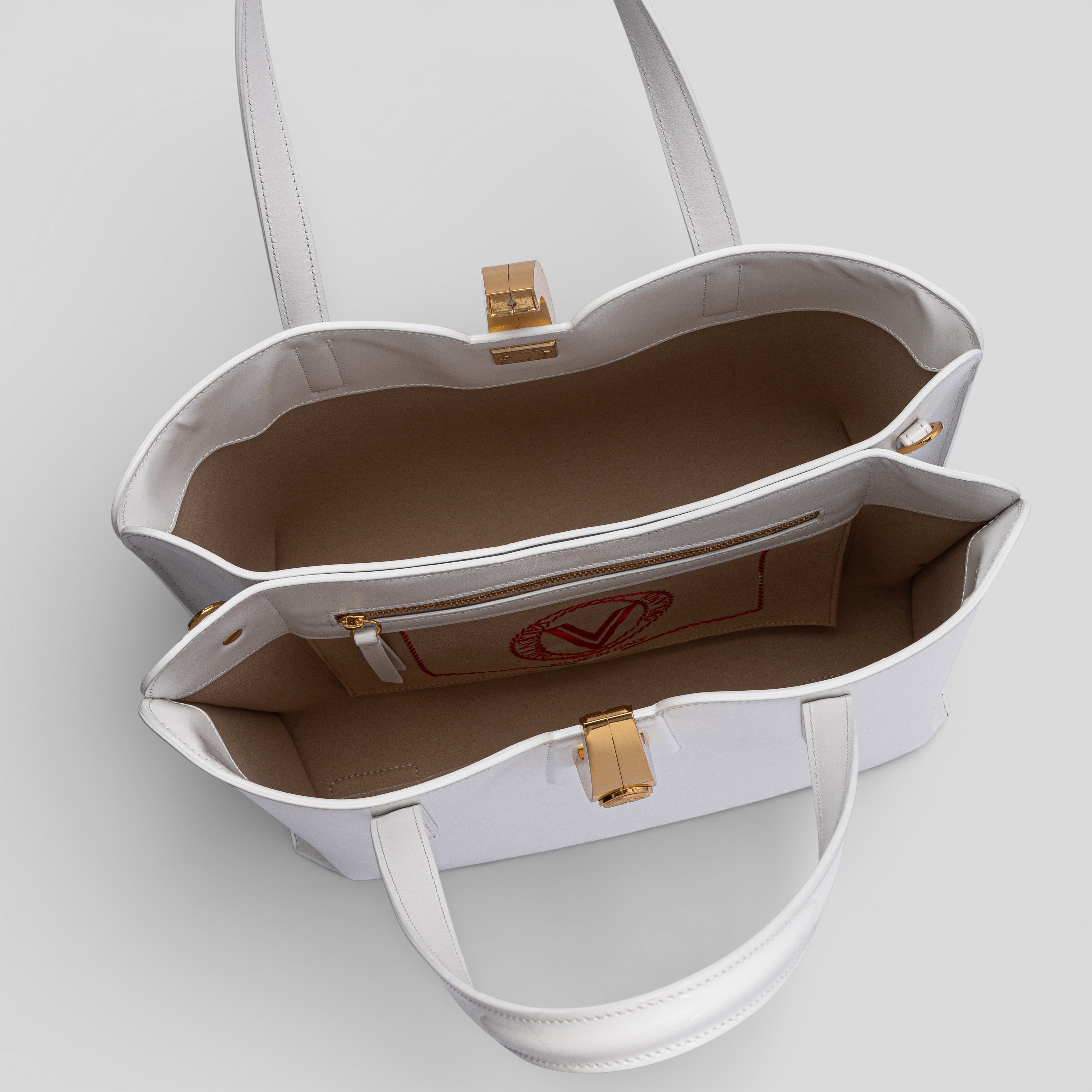 Borsa shopping SIMPLY in vernice bianco