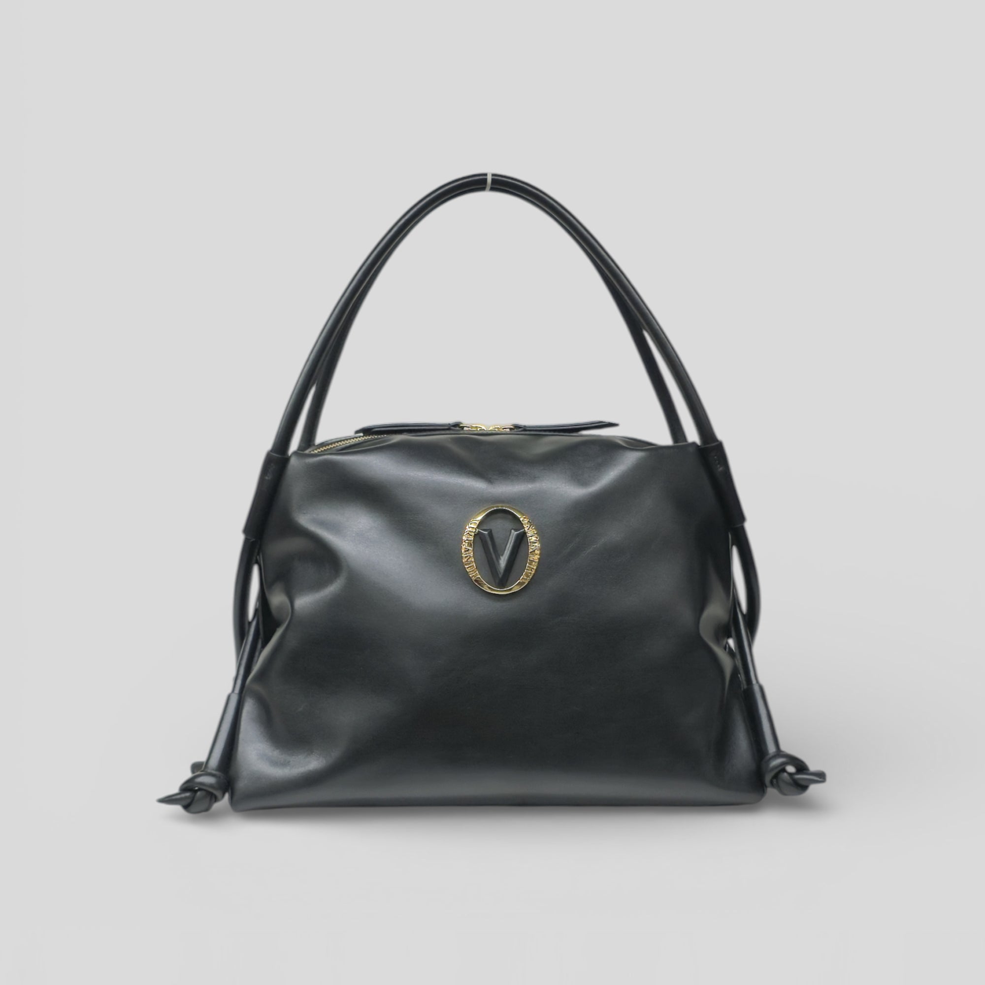 Borsa a mano grande ALISIA in vitello nero