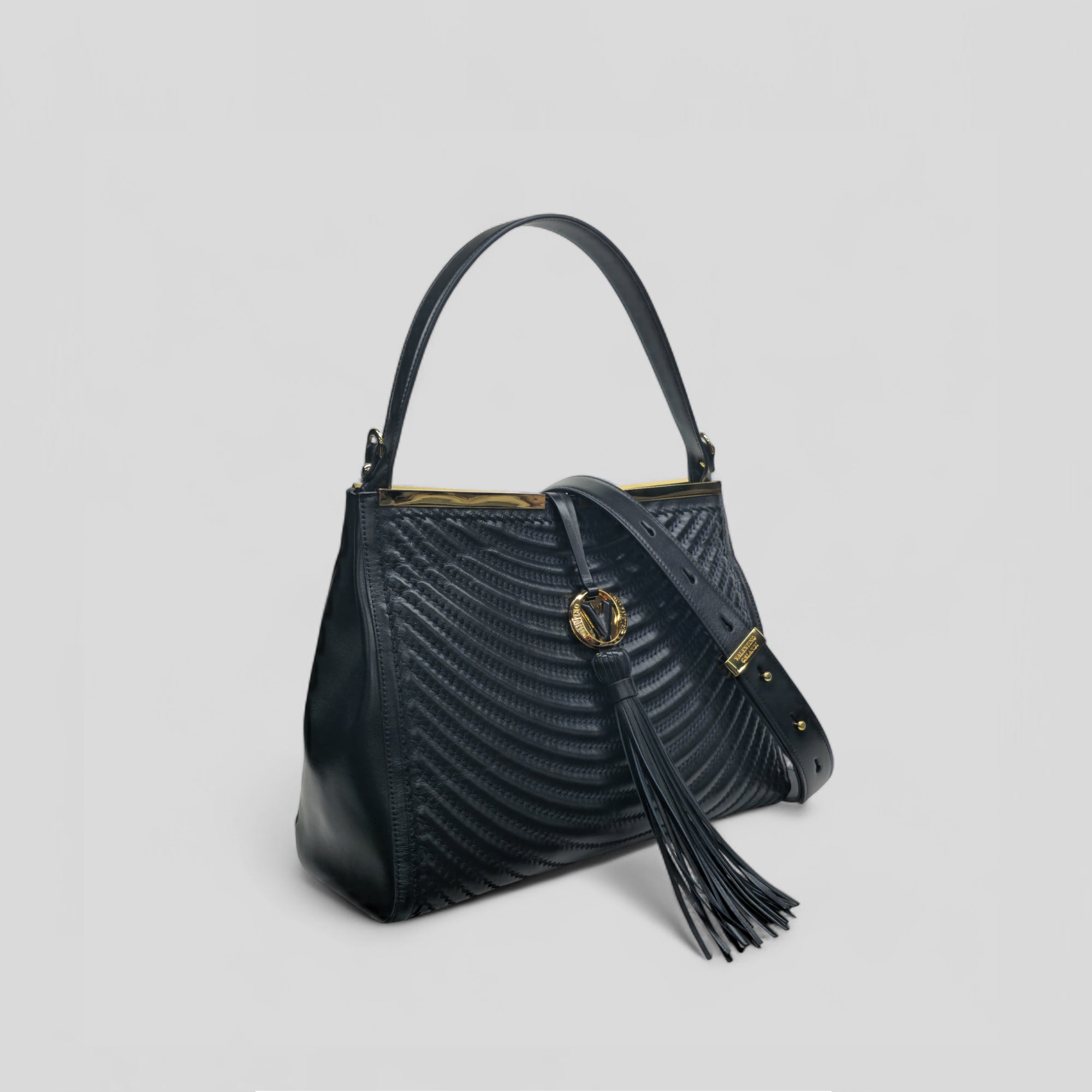 Borsa a mano RAGGI in vitello nero