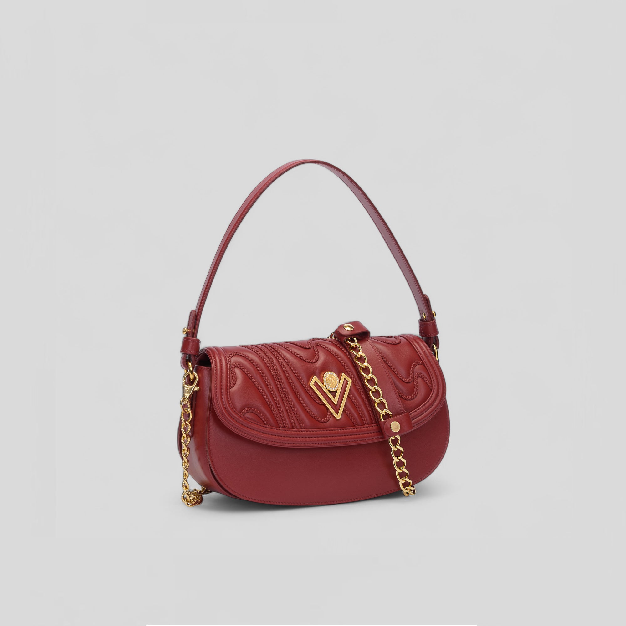 Borsa a spalla TRECY in vitello rosso