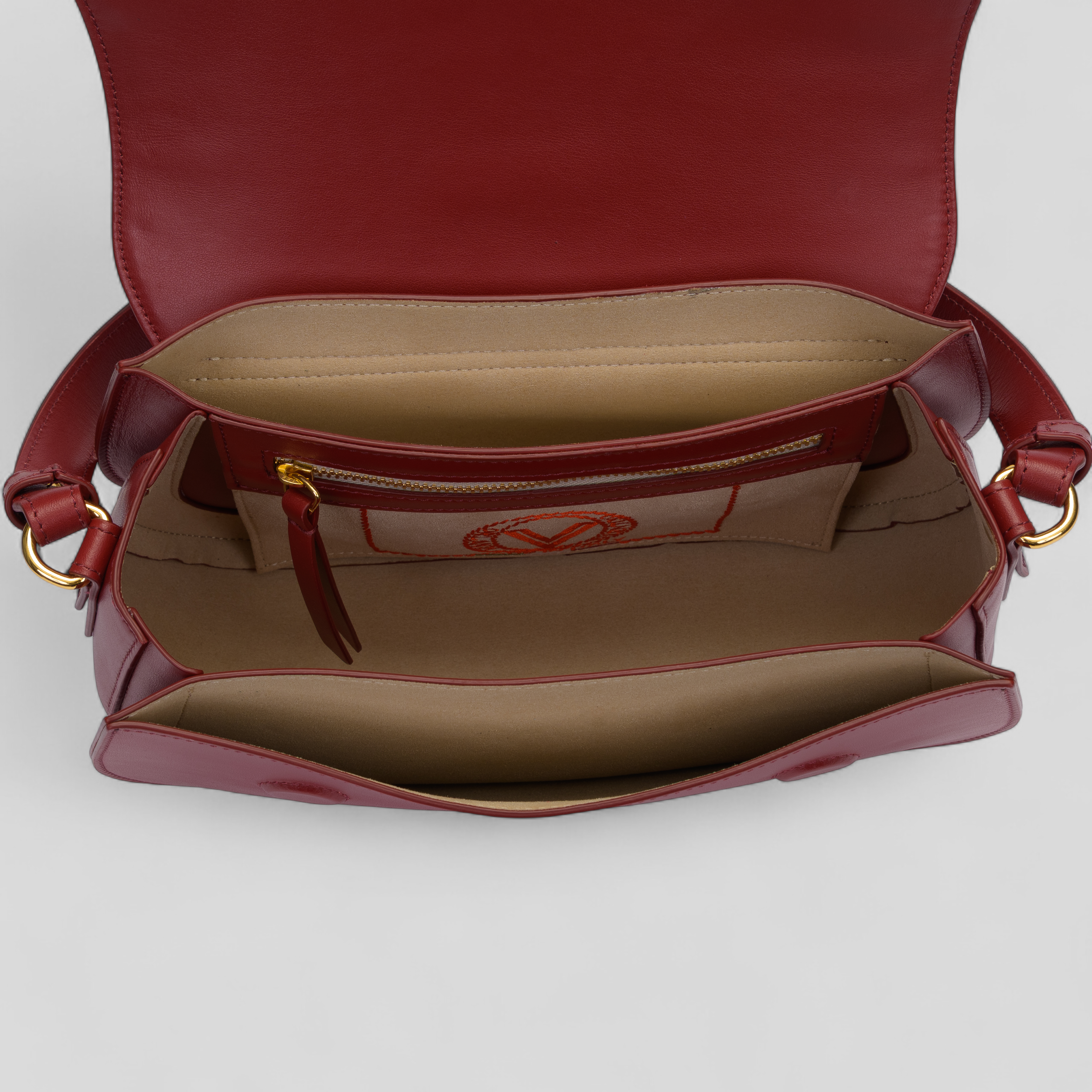 Borsa a spalla TRECY in vitello rosso