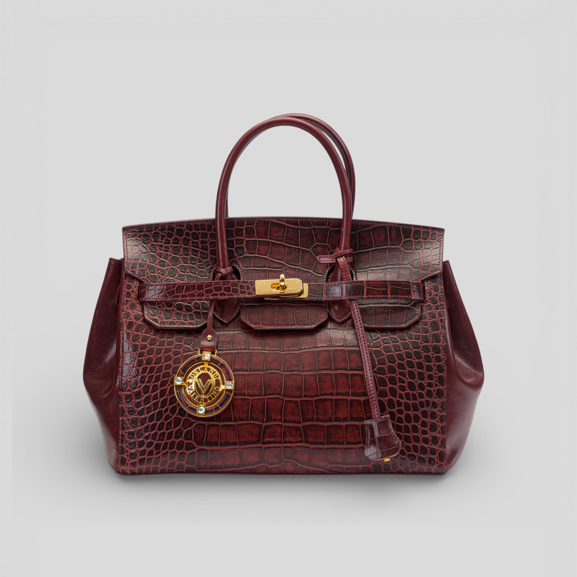 Brosa tote media LUXURY in vitello stampa cocco bordeaux