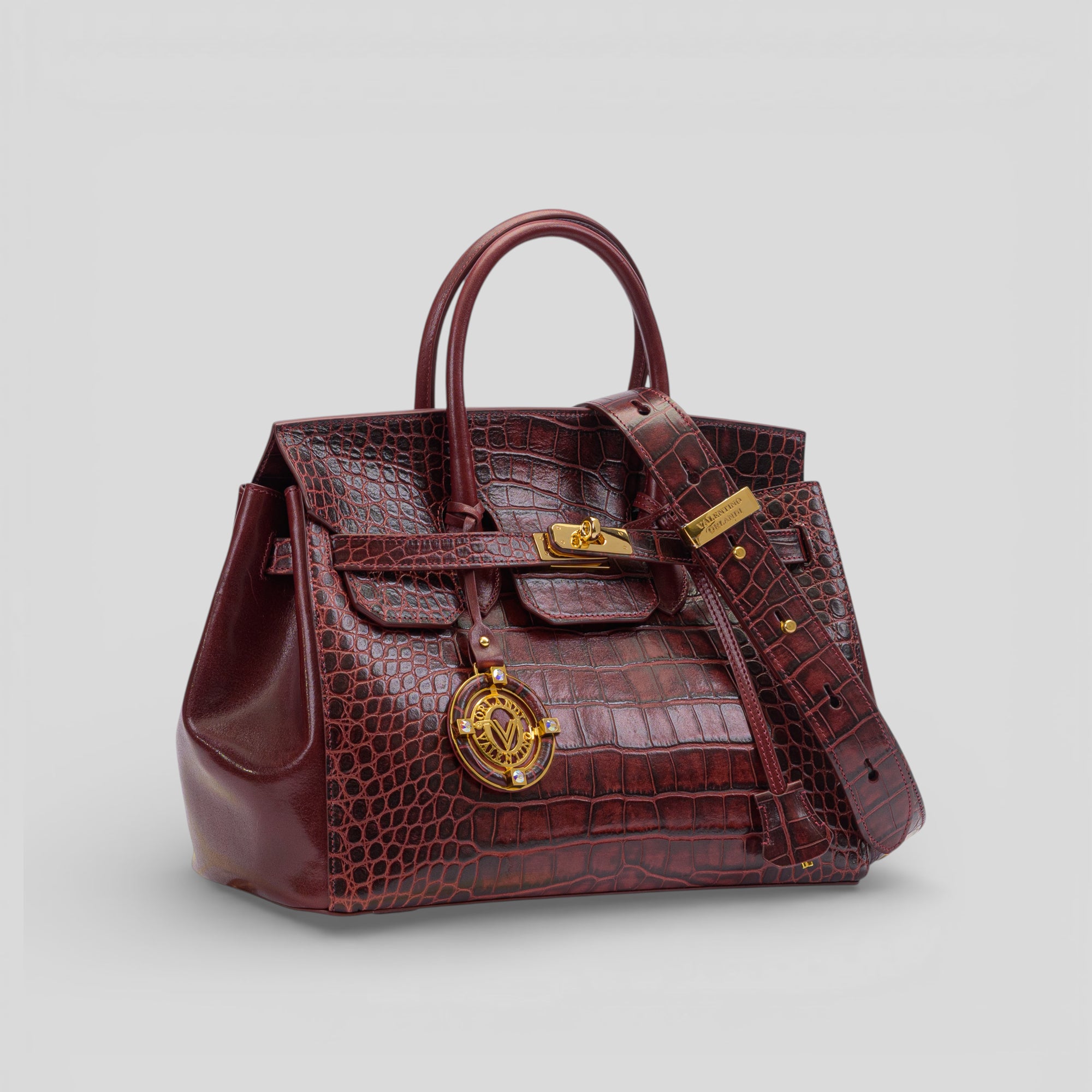 Brosa tote media LUXURY in vitello stampa cocco bordeaux