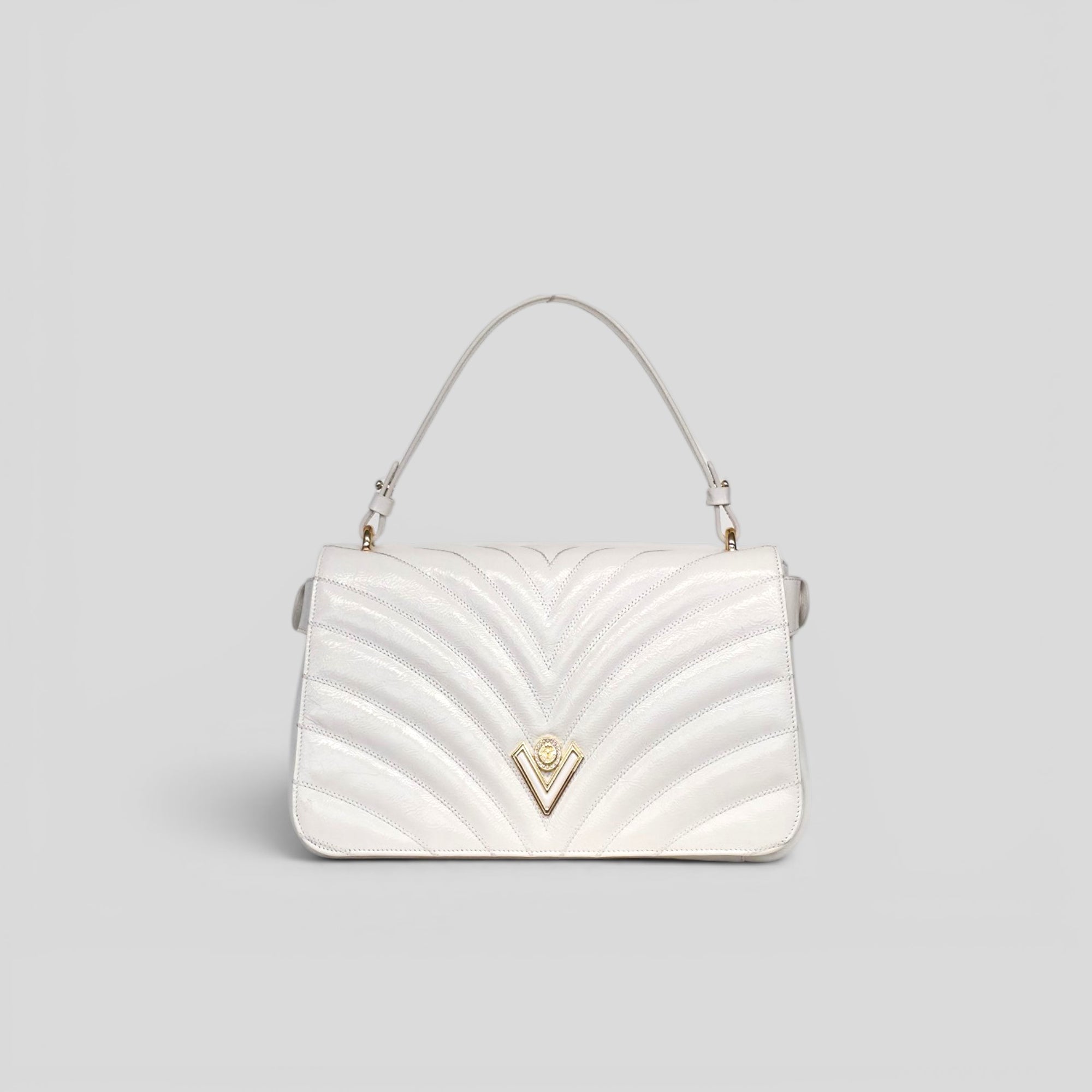 Borsa a mano LEA in vernice bianco