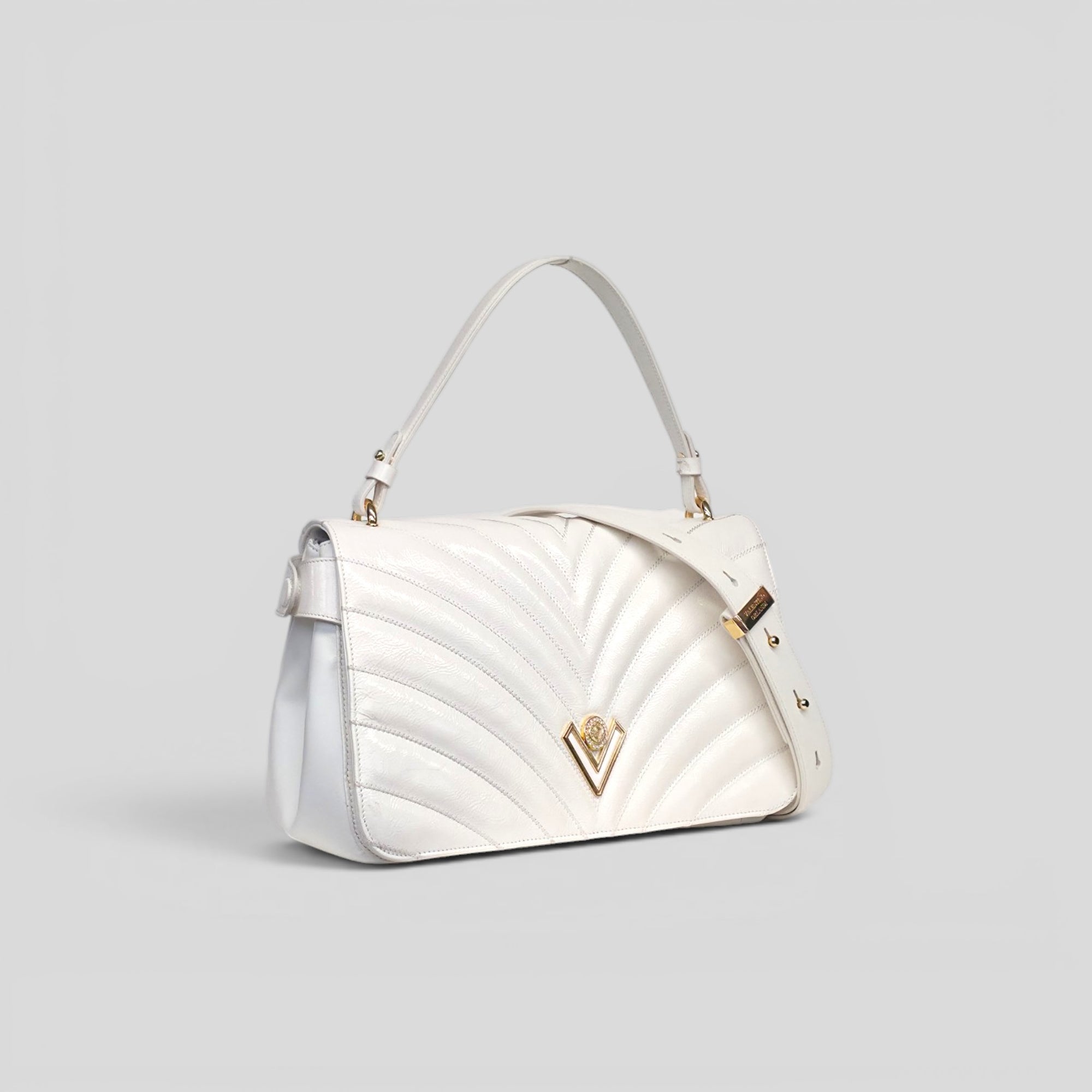 Borsa a mano LEA in vernice bianco